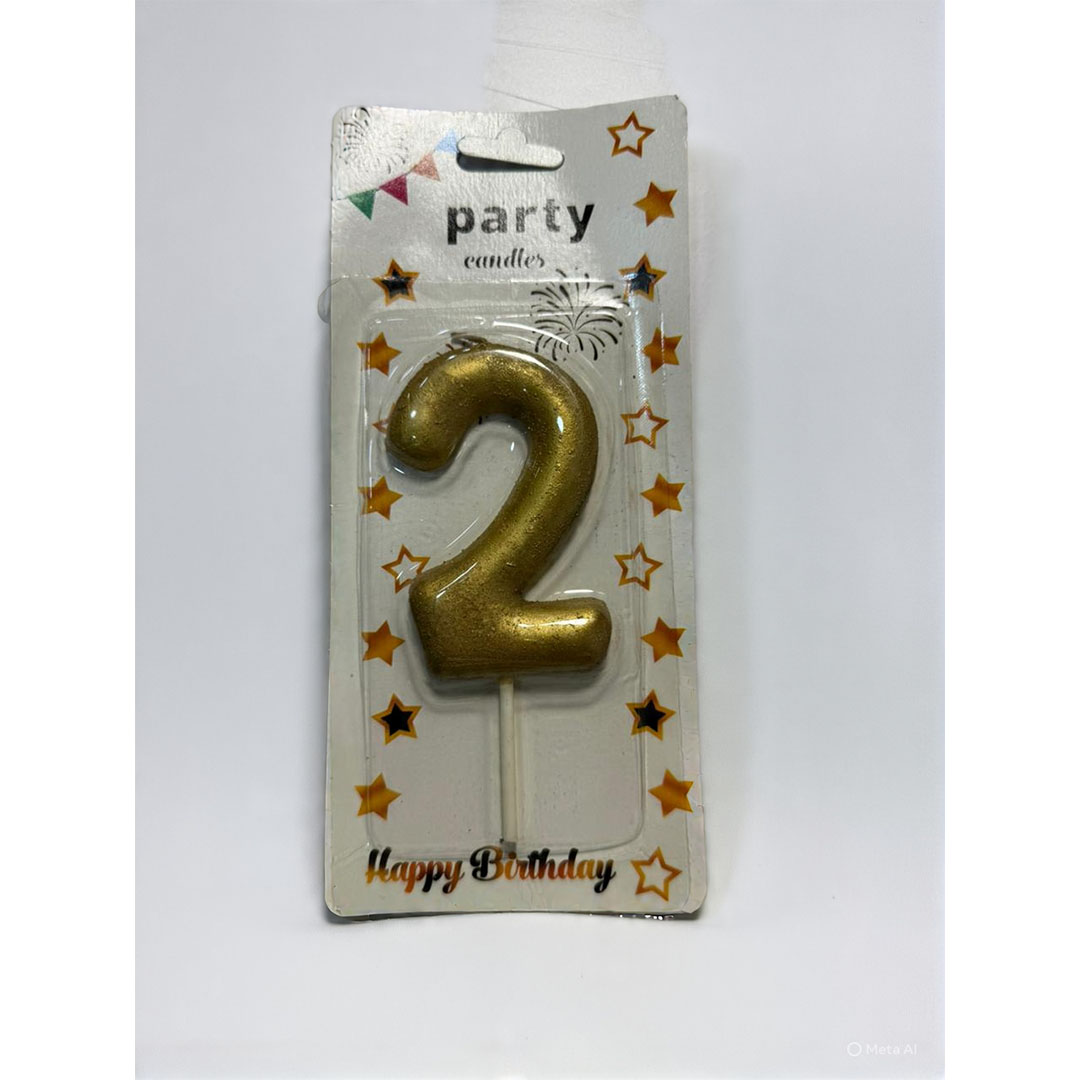 شمعة اعياد ميلاد كبيرة رقم 2 - دهبي - RAM16-342