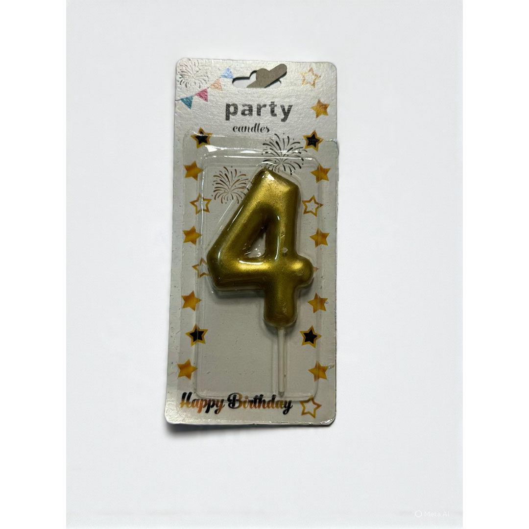 شمعة اعياد ميلاد كبيرة رقم 4 - دهبي - RAM16-344