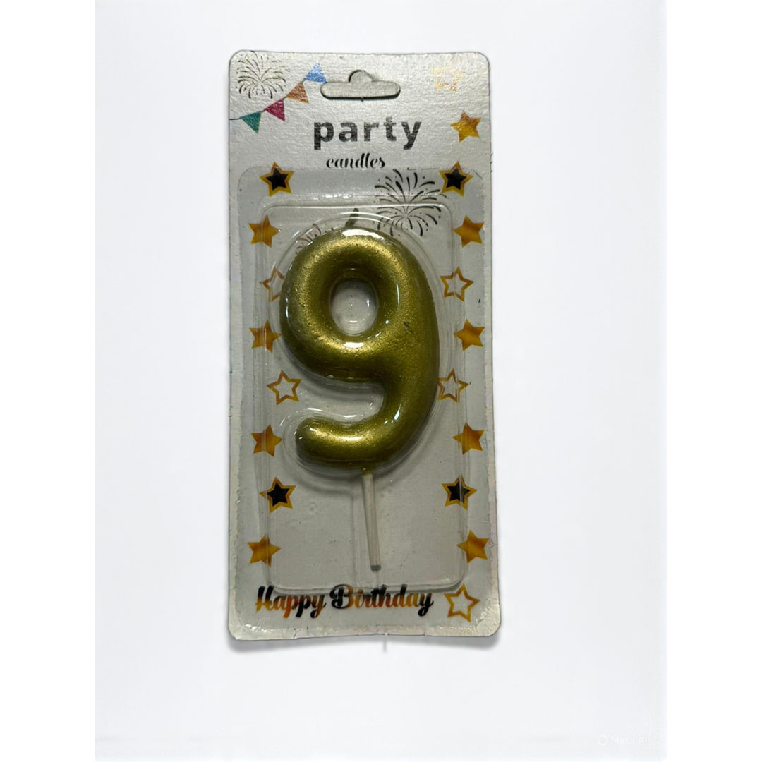 شمعة اعياد ميلاد كبيرة رقم 9 - دهبي - RAM16-349