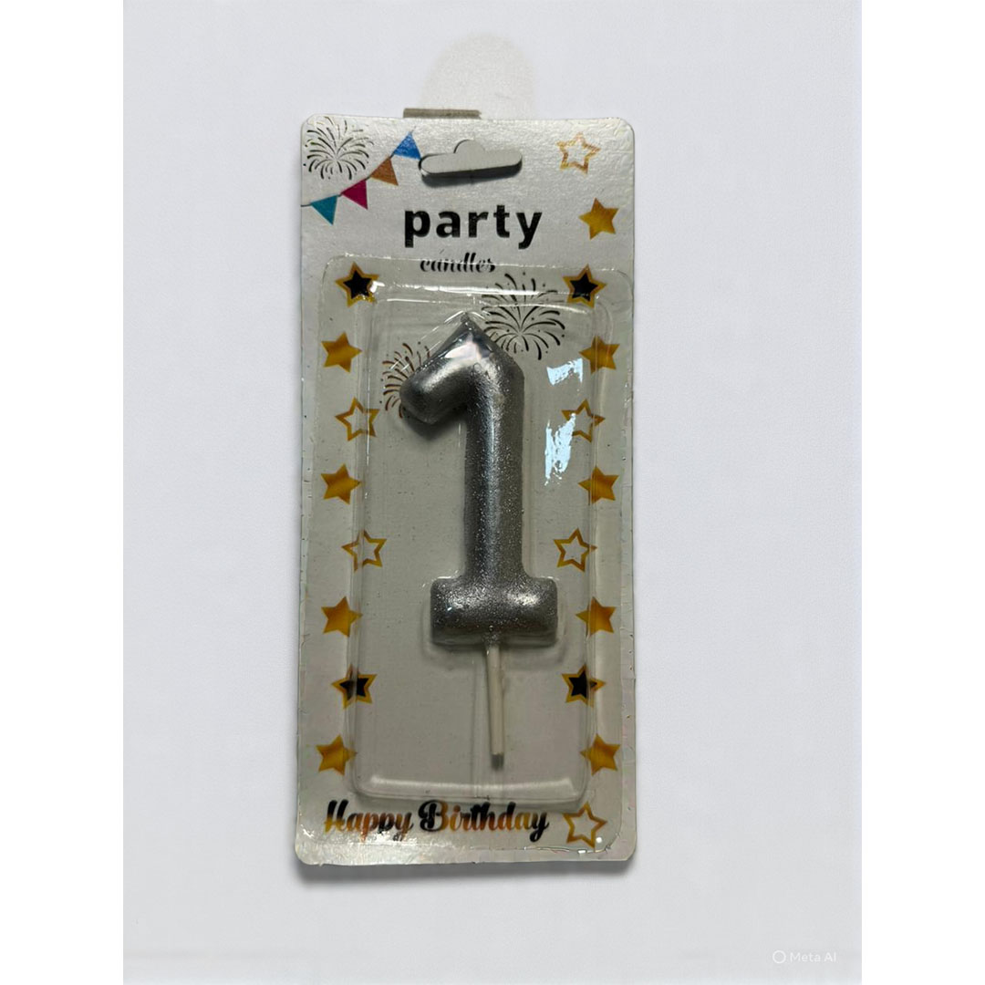 شمعة اعياد ميلاد كبيرة رقم 1 - فضي - RAM16-351