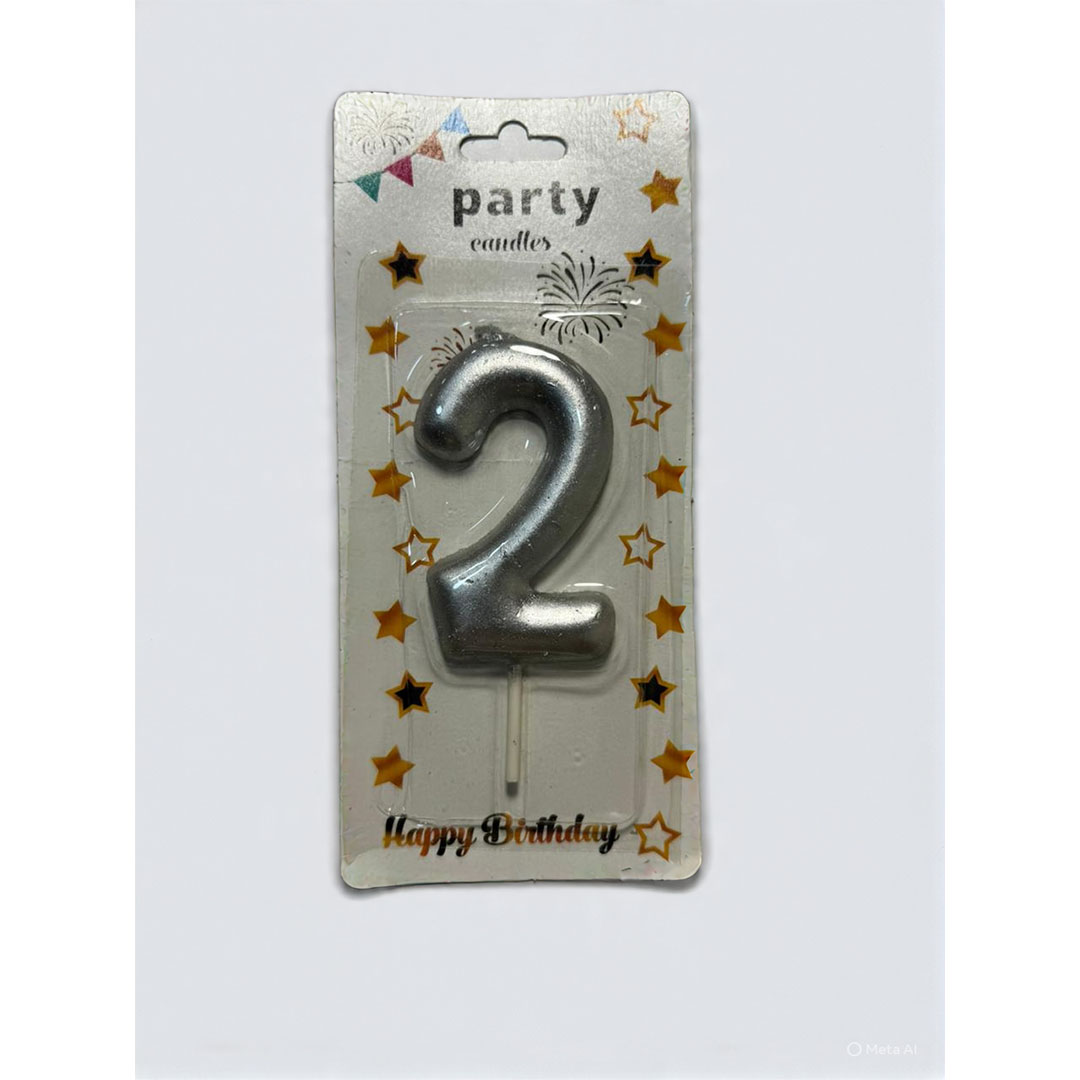 شمعة اعياد ميلاد كبيرة رقم 2 - فضي - RAM16-352