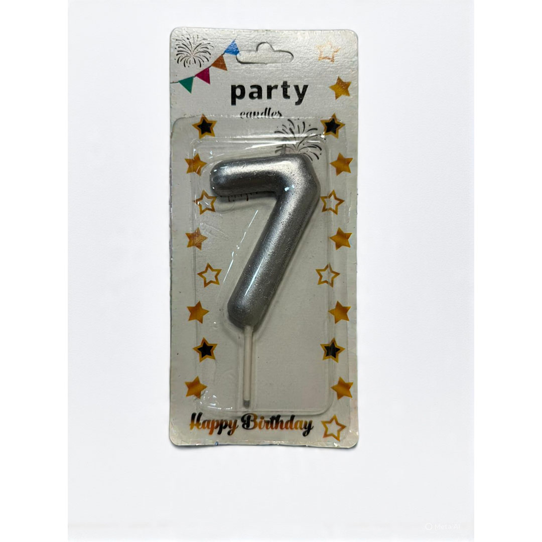 شمعة اعياد ميلاد كبيرة رقم 7 - فضي - RAM16-357
