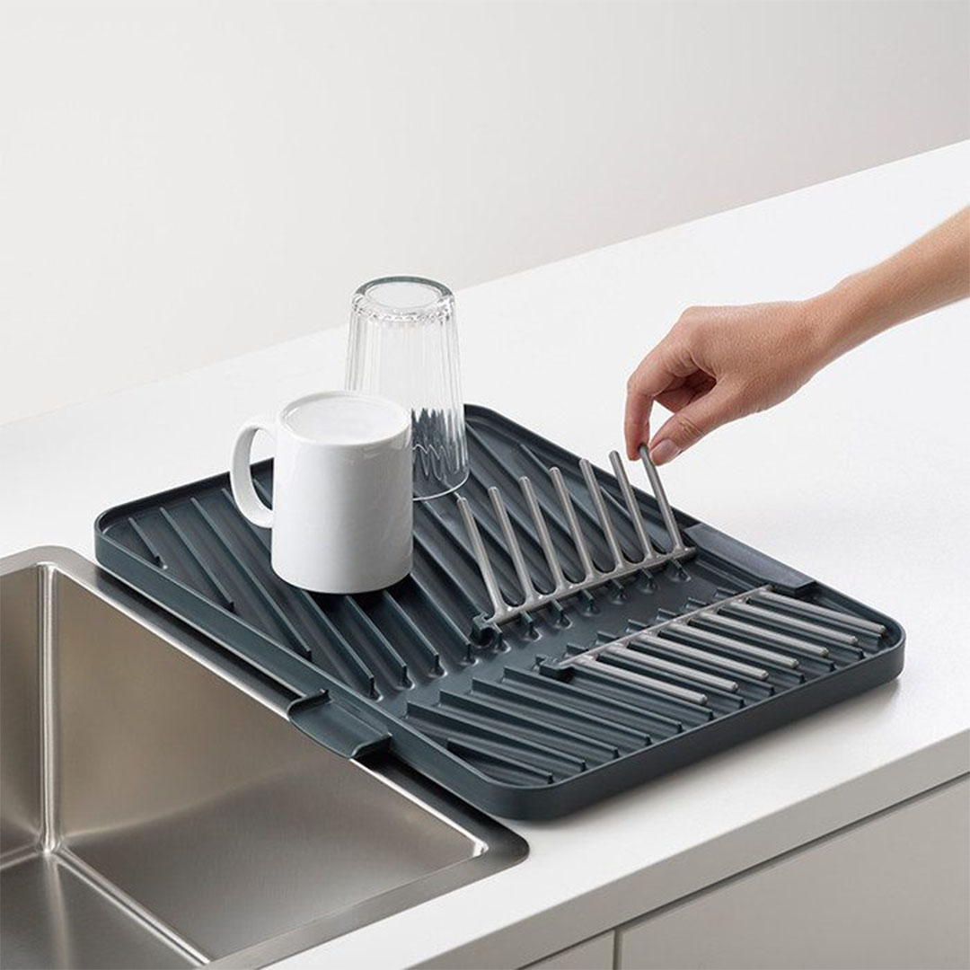 صفاية أطباق قابلة للطي - أسود