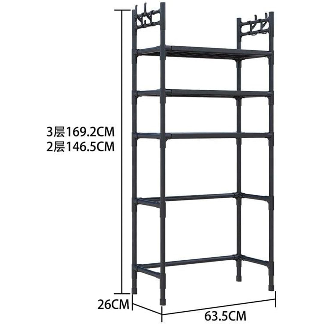 حامل ومنظم لأدوات الحمام - 3 دور - أسود