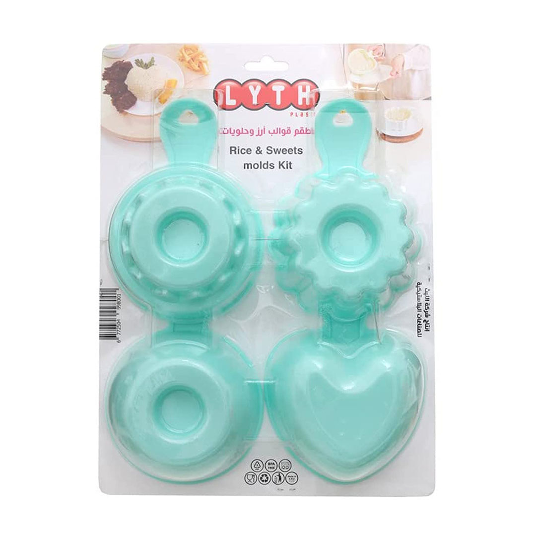 طقم قوالب أرز بلاستيك - 4 قطع - لبني