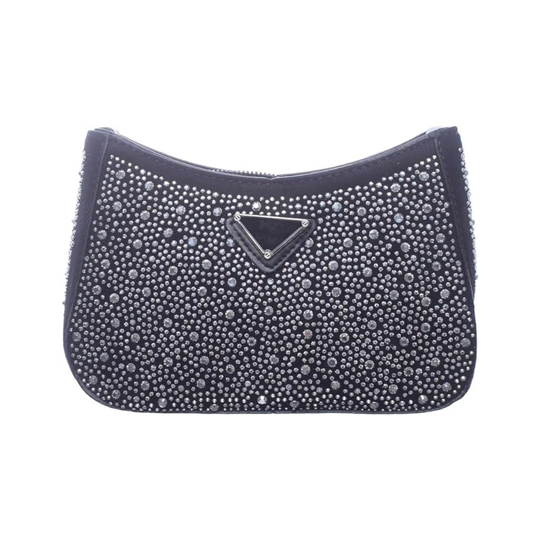 شنطة كروس شمواه للنساء ستراس - أسود/فضي - 9-2