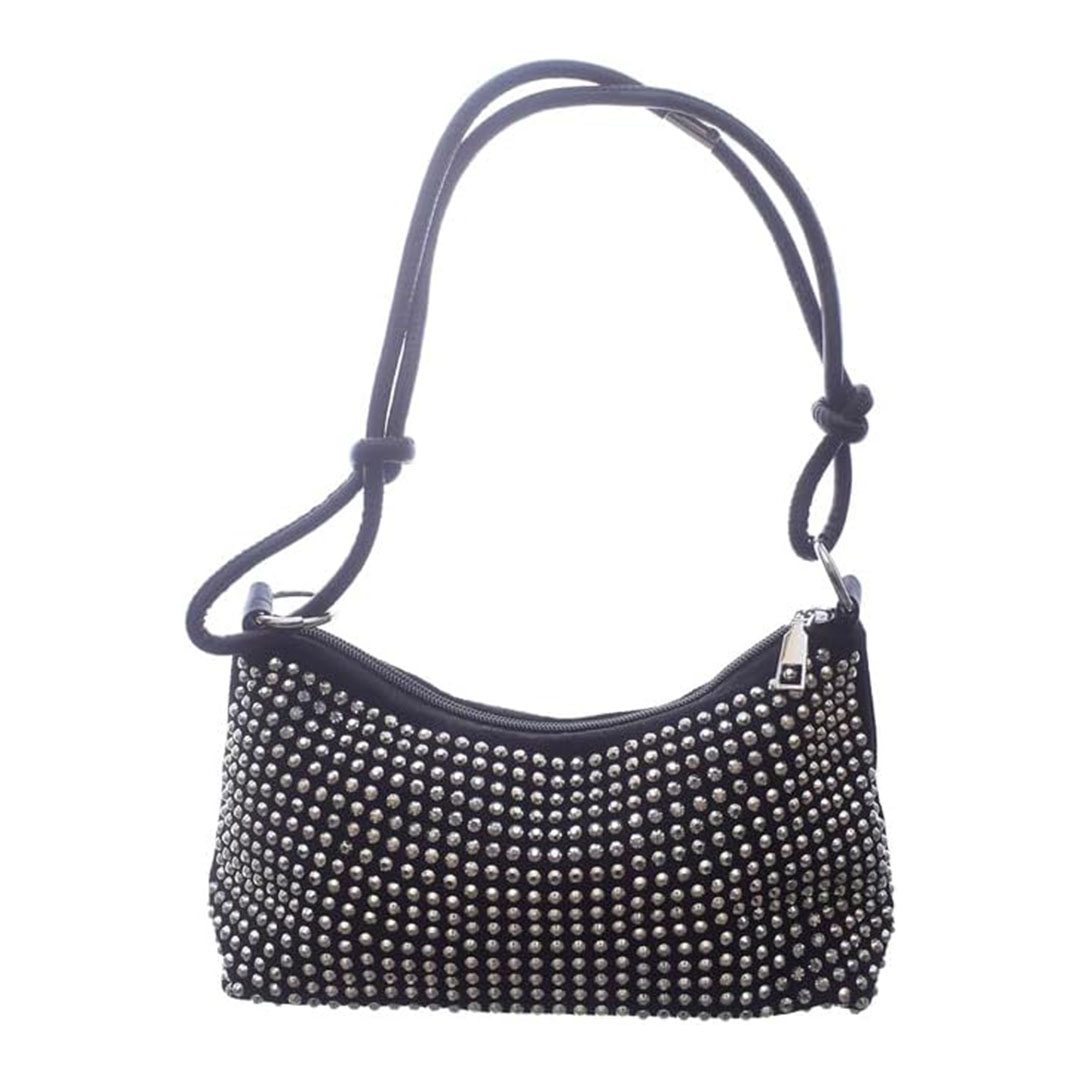 شنطة كروس شمواه للنساء ستراس - أسود/فضي - RM 121