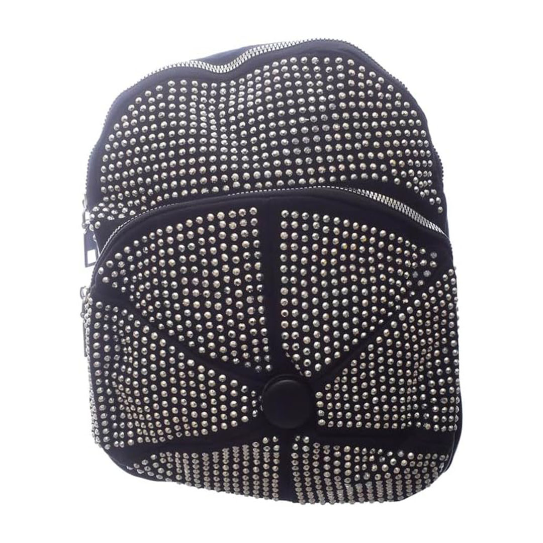 شنطة ظهر شمواه للنساء ستراس - أسود/فضي - RM 108