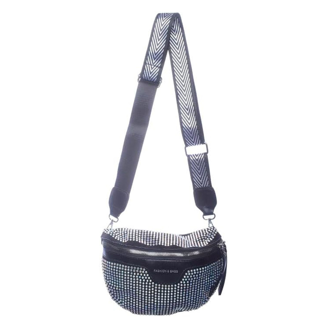 شنطة كروس شمواه للنساء ستراس - أسود - 6812-2