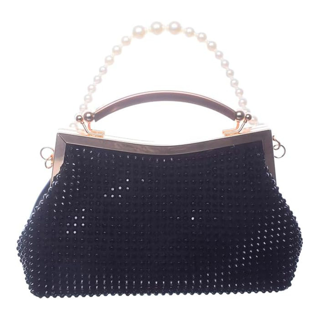 شنطة كروس جلد شمواه للنساء ستراس - أسود - 0336-2