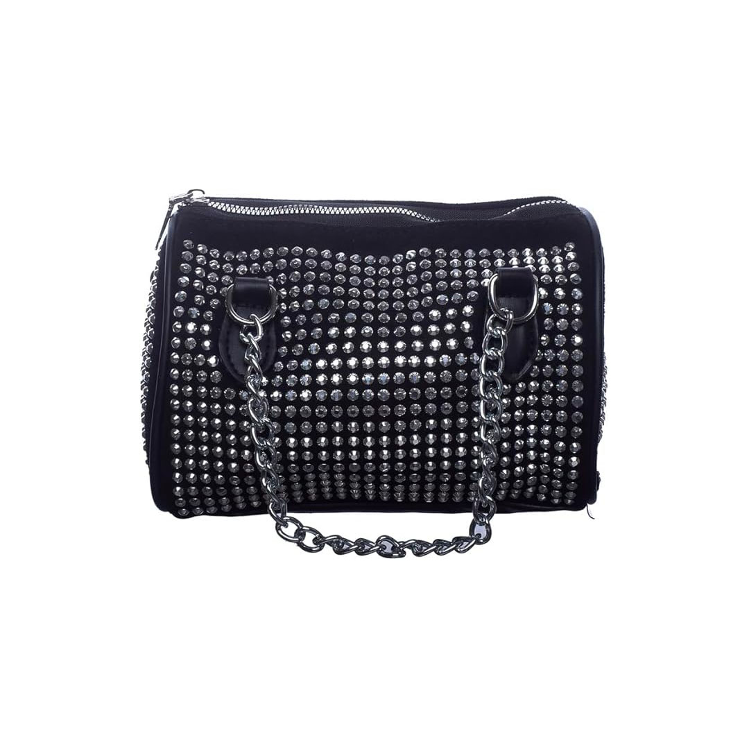 شنطة يد شمواه حريمي ستراس - أسود/فضي - RM 115