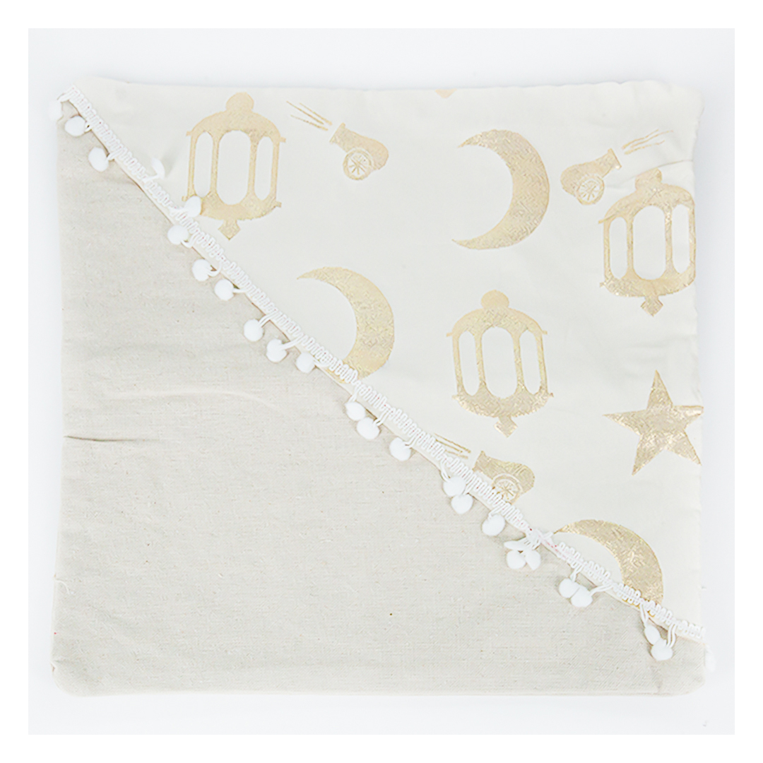 كيس مخدة قماش شكل رمضاني - 2 قطعة - بيج