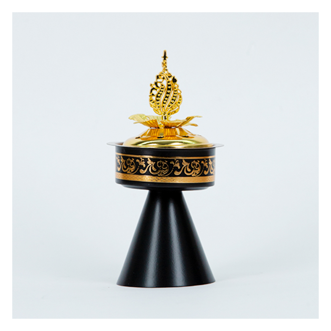 مبخرة فاخرة بتصميم كلاسيكي - أسود / ذهبي