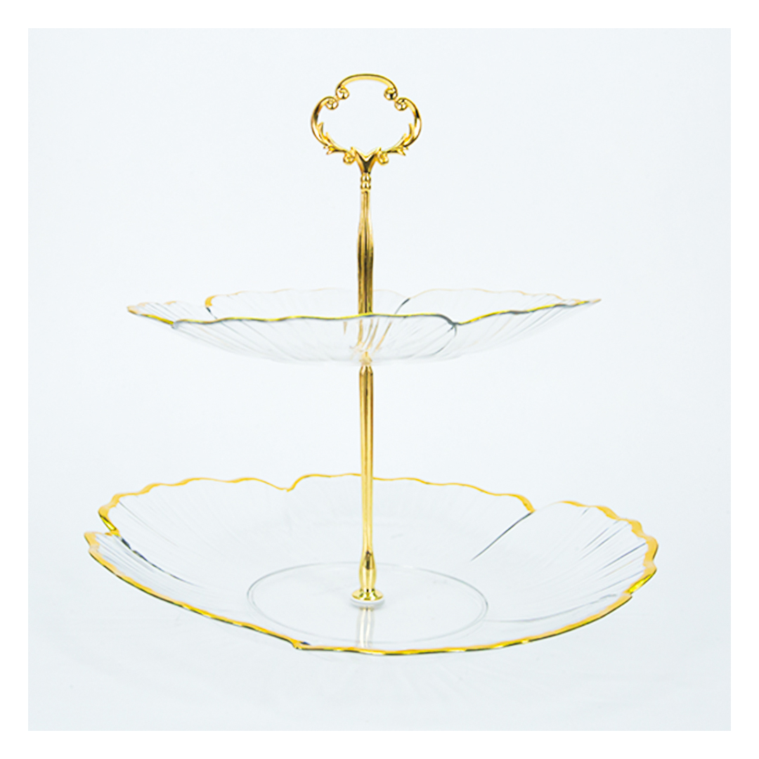 شيالة كحك وبسكوت اكريليك - 2 دور - أبيض/ذهبي