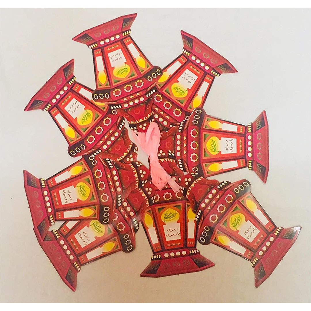 حبل زينة رمضان ورق مع علاقات شكل فانوس - 8 قطع