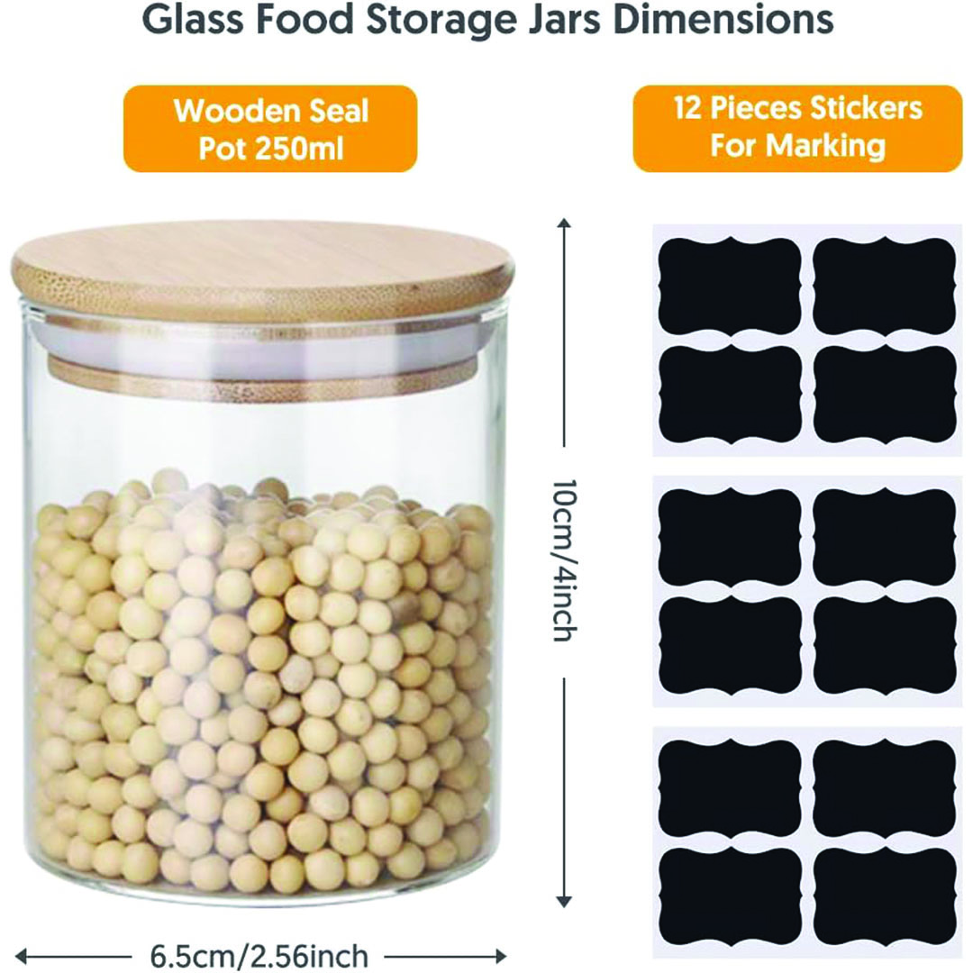 مجموعة برطمانات زجاج - 12 قطع - 250 مللي - شفاف