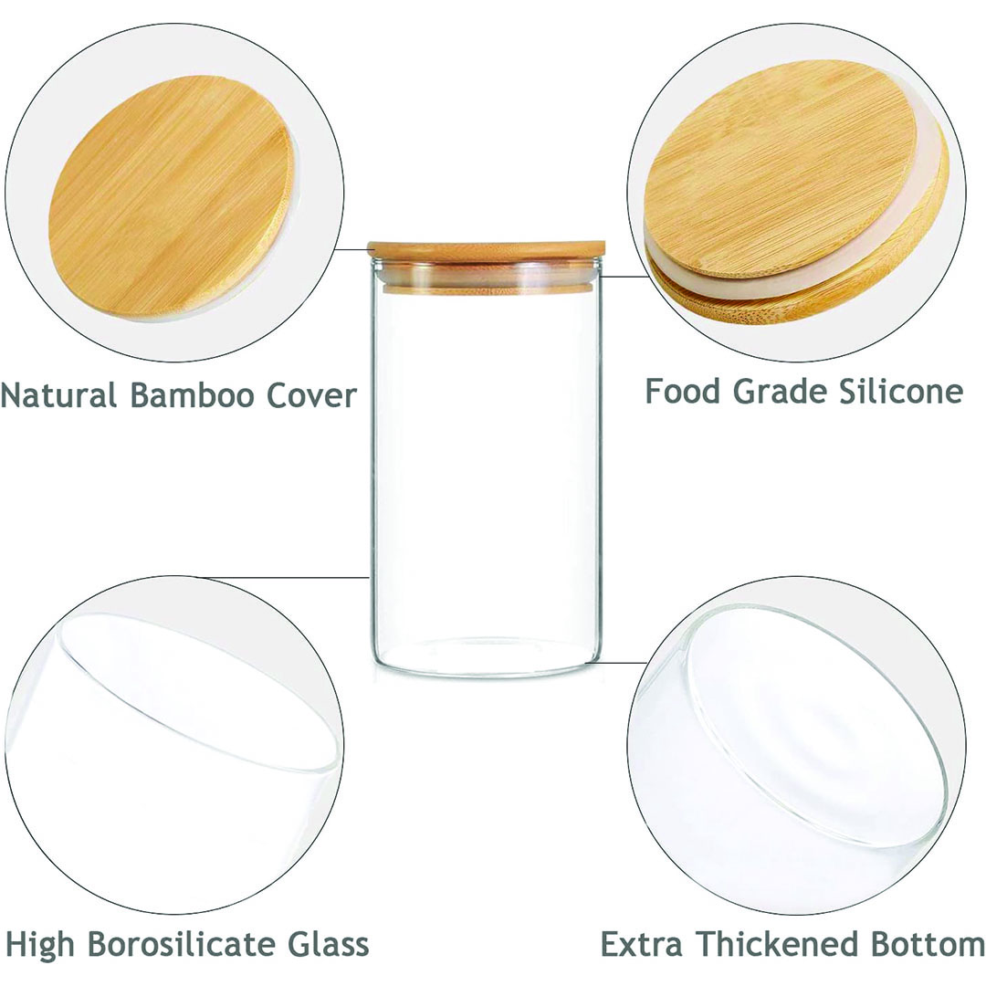 مجموعة برطمانات زجاج - 3 قطع - 1400 مللي - شفاف