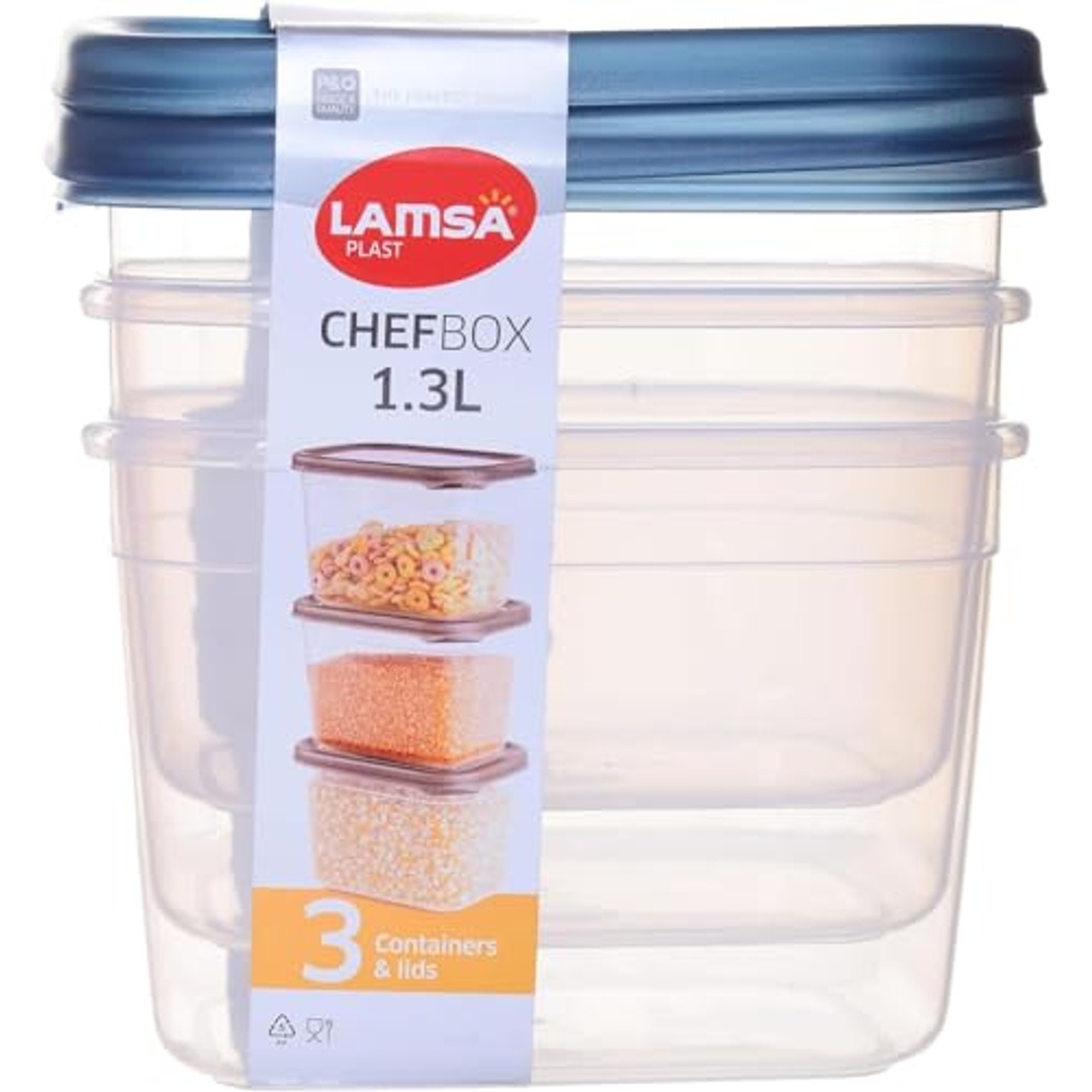 طقم علب بلاستيك للطعام 3 قطع - 1.3 لتر - متعدد الألوان