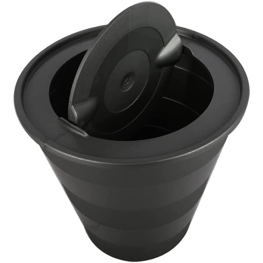 سلة مهملات بلاستيك مع غطاء للحمام والمطبخ - 10 لتر - أسود