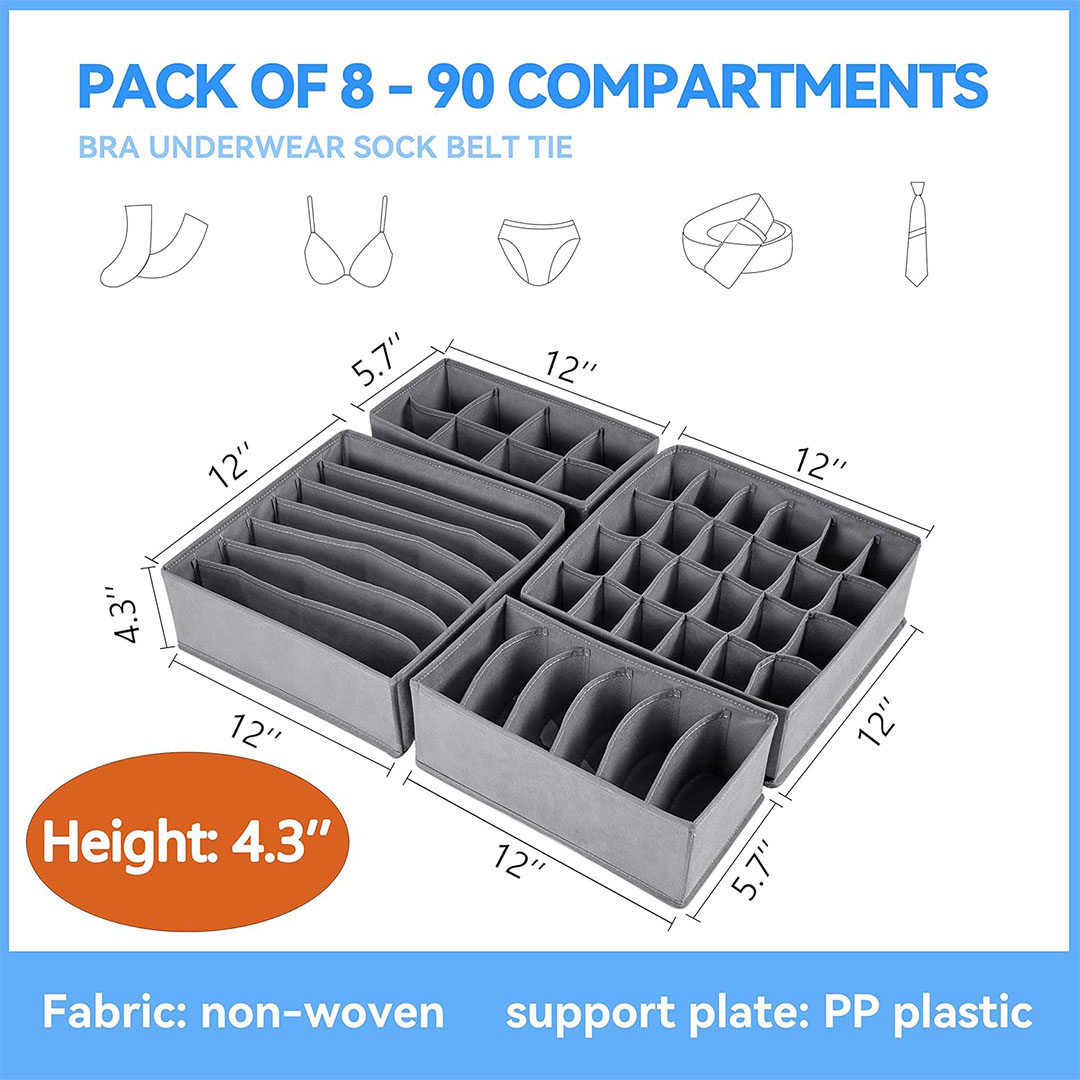 منظم للملابس الداخلية قابل للطي - 8 قطع