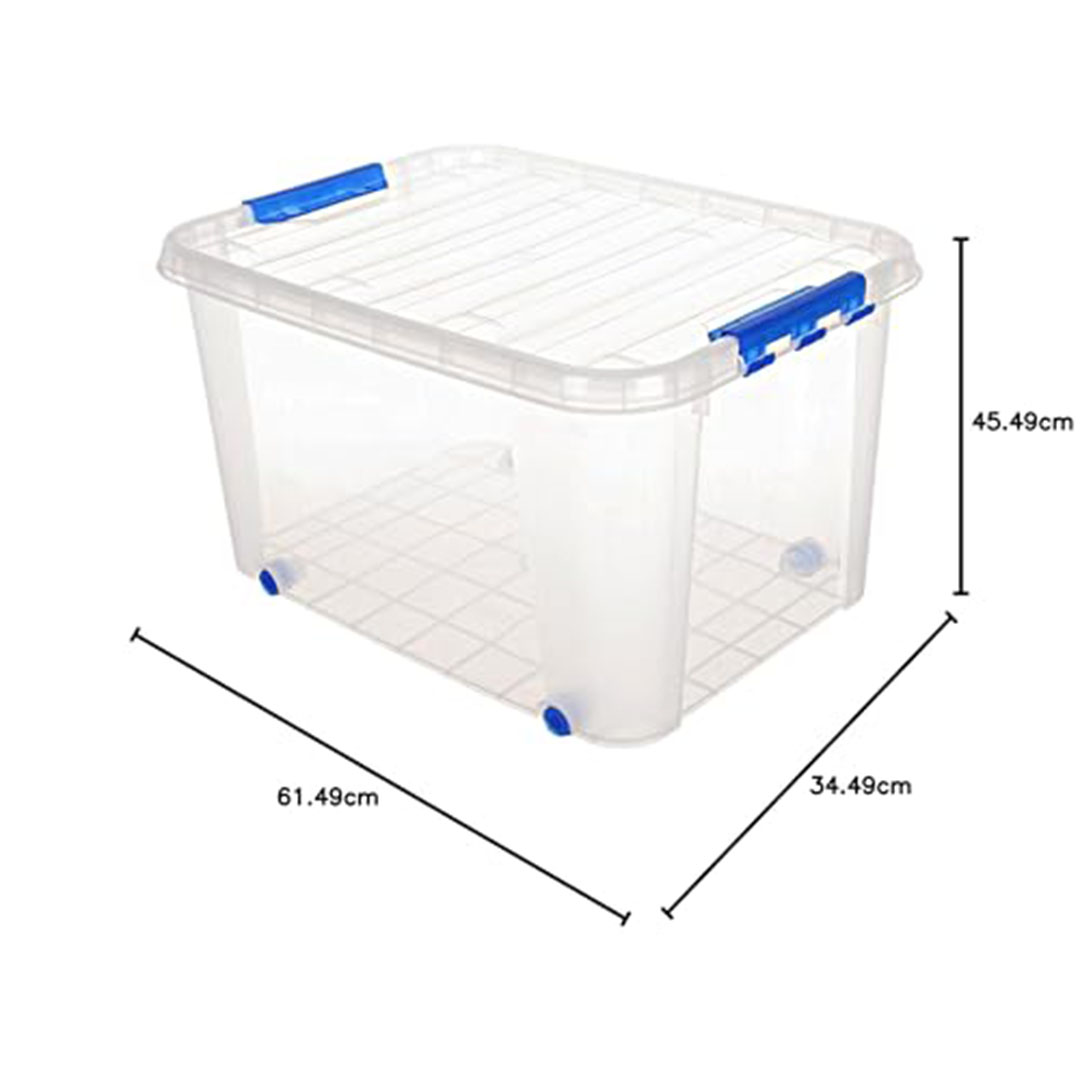 صندوق تخزين متعدد الاستخدامات بغطاء من الوطنية قابل للدوران - 72 لتر - شفاف
