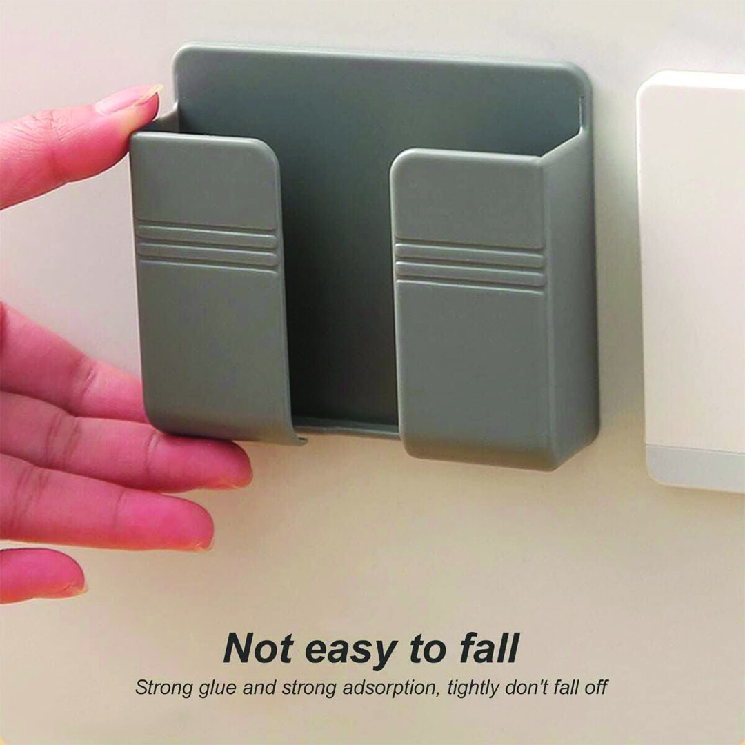 حامل الموبايل و الريموت المثبت على الحائط - رمادي