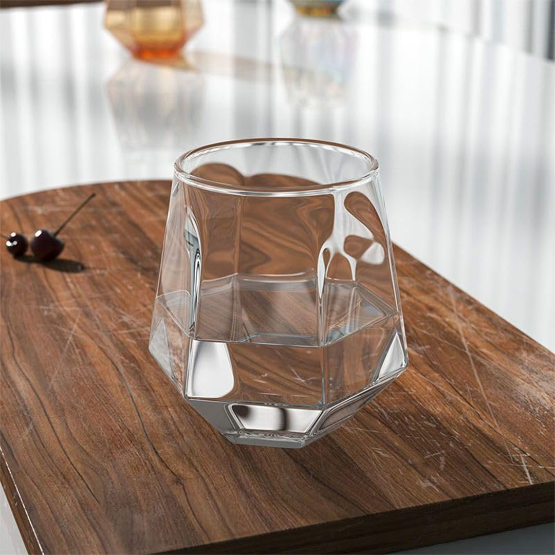 مجموعة أكواب مضلعة شكل سداسي - 6 قطع - 354 مل