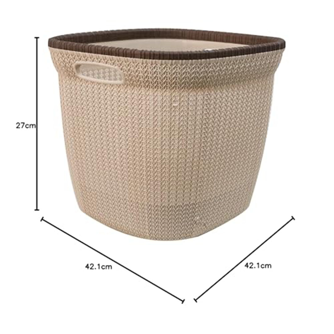 سبت غسيل بتصميم شبكي محبوك من الوطنية - بيج