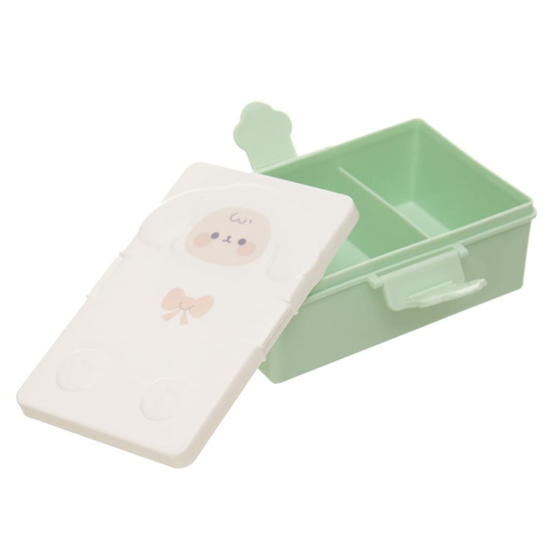 لانش بوكس بلاستيك مقسم محكم الغلق مع معلقه وشوكه 17*10 - أخضر