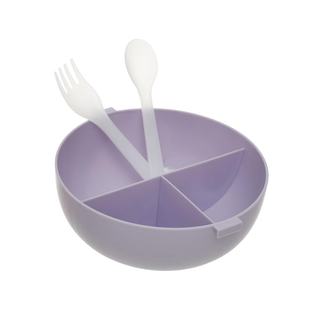 لانش بوكس بلاستيك مقسم محكم الغلق مع معلقه وشوكه - 16*16 سم - بنفسجي