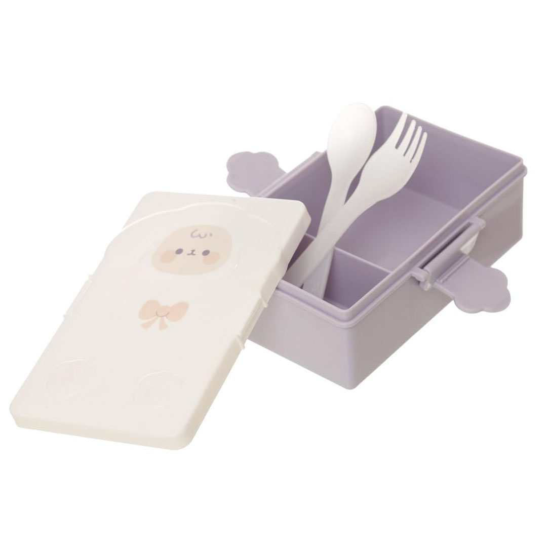 لانش بوكس بلاستيك مقسم محكم الغلق مع معلقه وشوكه 17*10 - بنفسجي