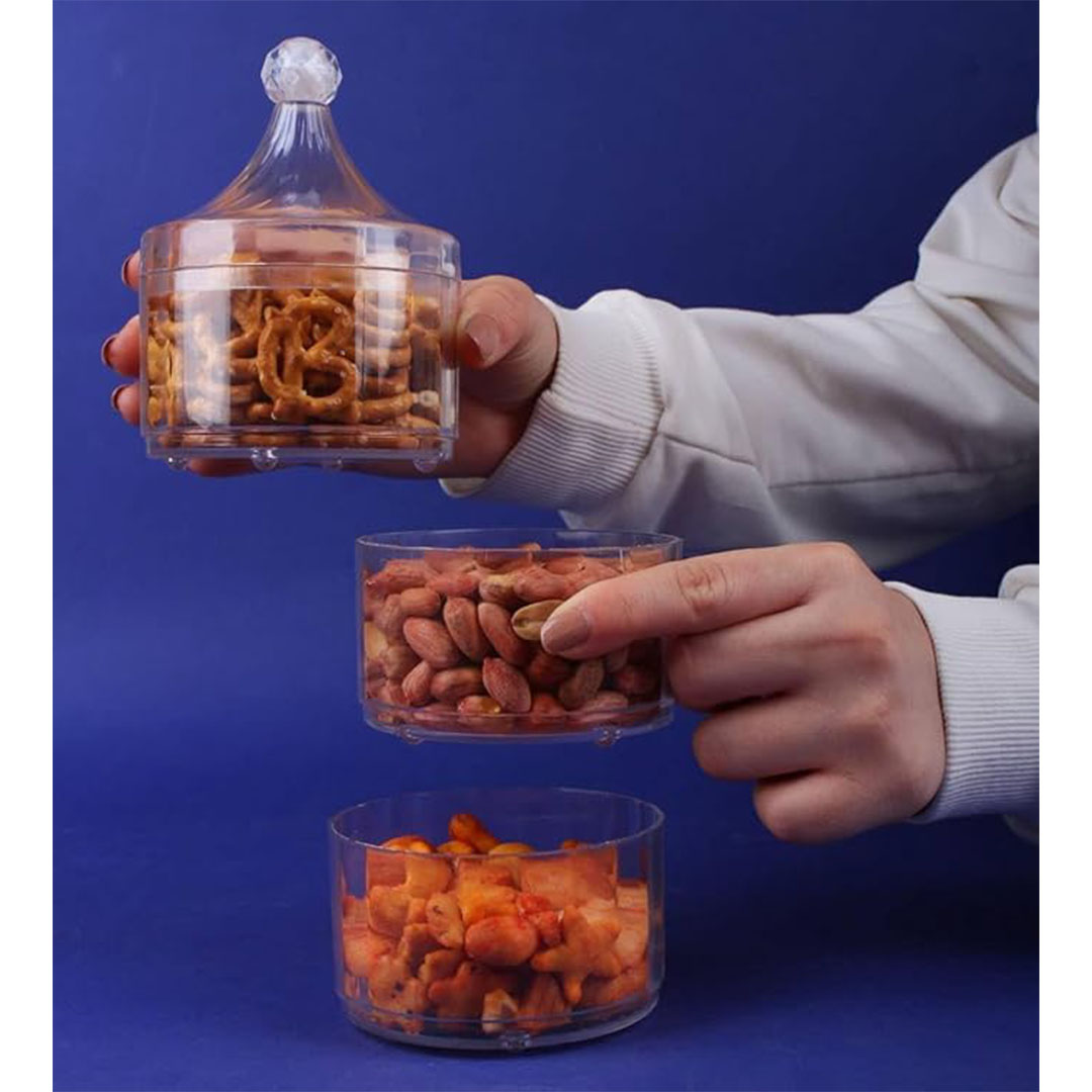 طقم أكريلك لتقديم الحلويات - 5 ادوار - شفاف