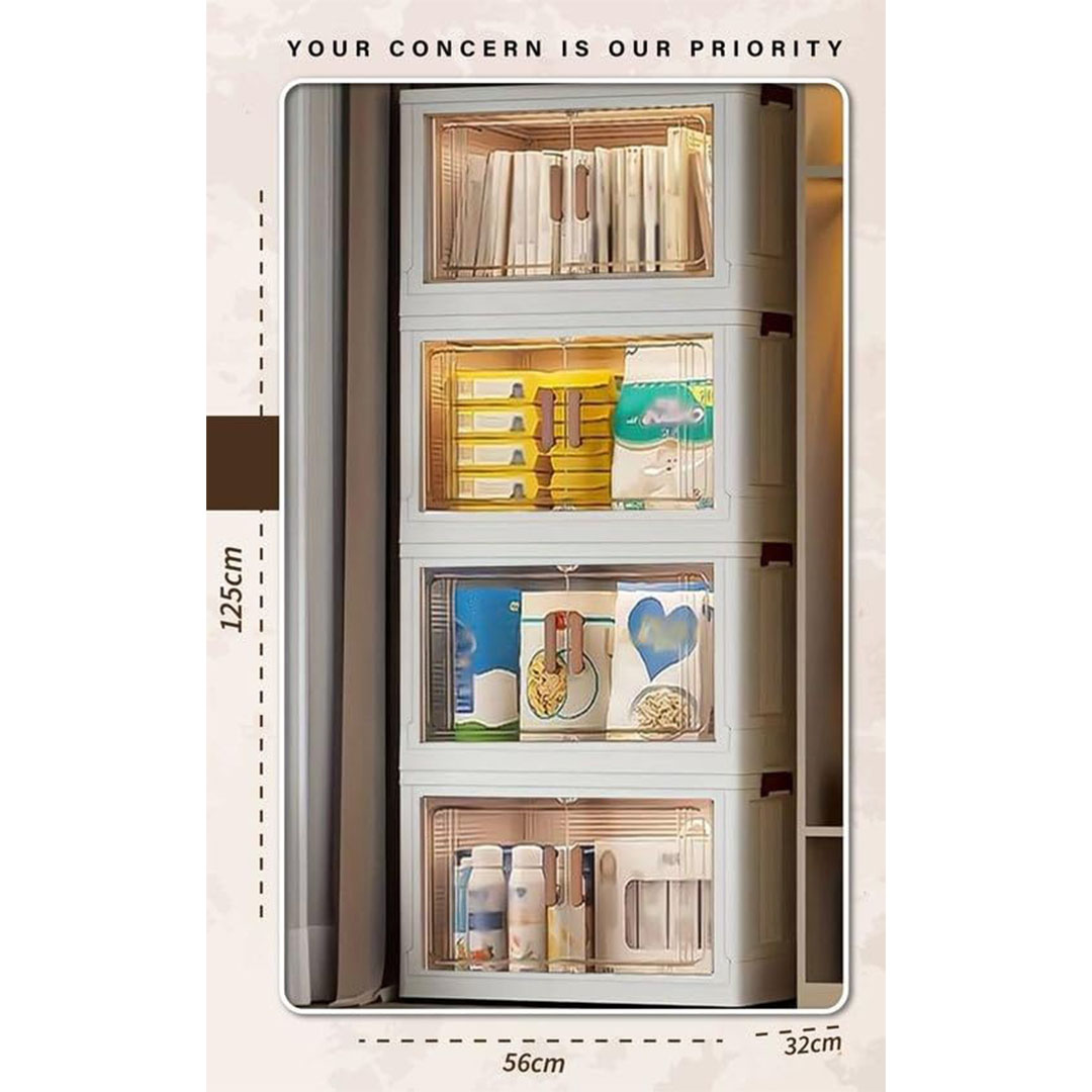 الوطنية برايم دولاب ميني ايليت 4 دور - أبيض*رمادي