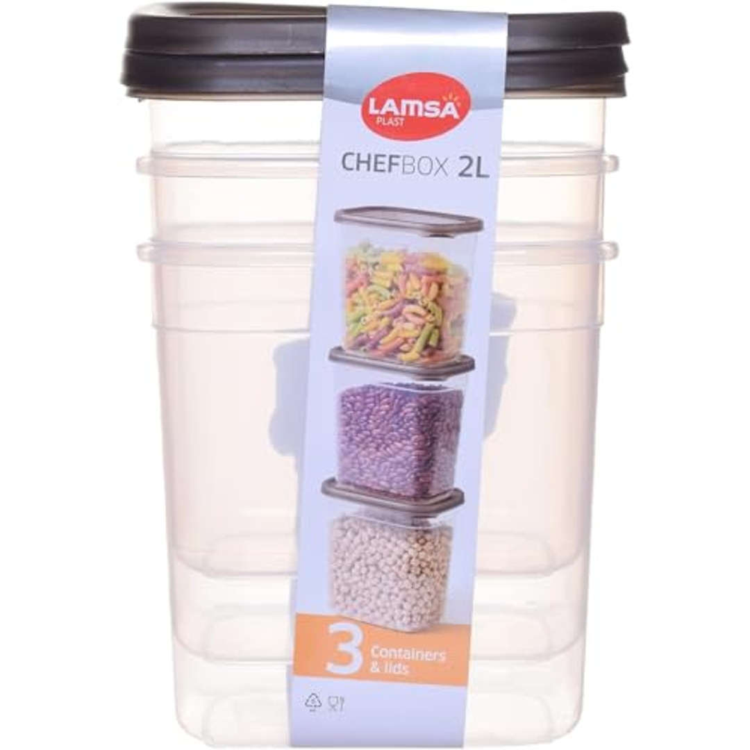 طقم علب حفظ الطعام بلاستيك 3 قطع - 2 لتر