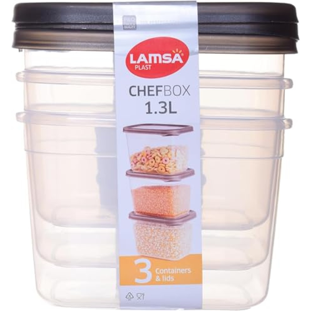 طقم علب حفظ الطعام بلاستيك 3 قطع سعة 1.3 لتر – أزرق