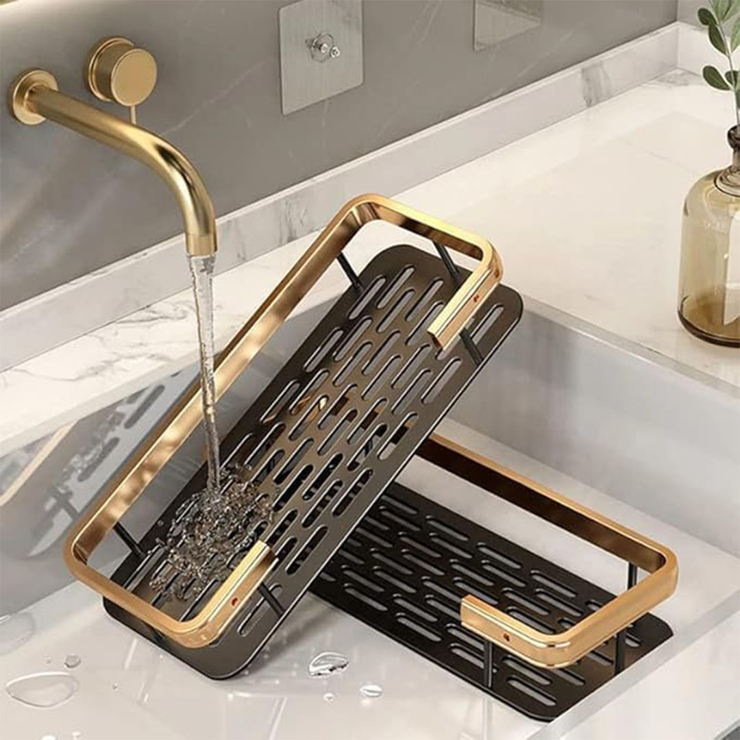 رف معلق للمطبخ والحمام - ذهبي