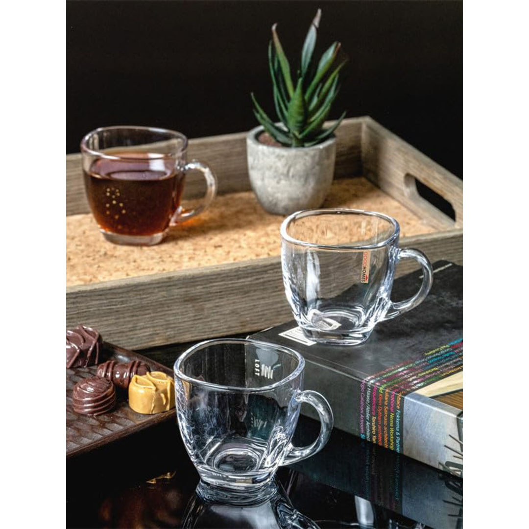 طقم فناجين زجاجي صغير - 6 قطع - 150 مل