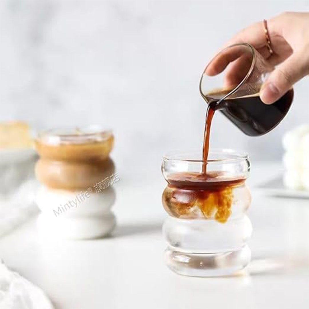 كوب زجاجي مموج للمشروبات الساخنة والمثلجة - 500 مل