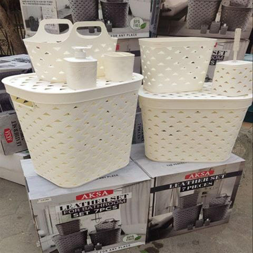 طقم سلال اكسا من الوطنية - أبيض - 7 قطع