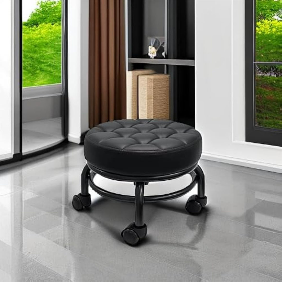 كرسي مبطن إسفنج دوار 360 درجة - أسود