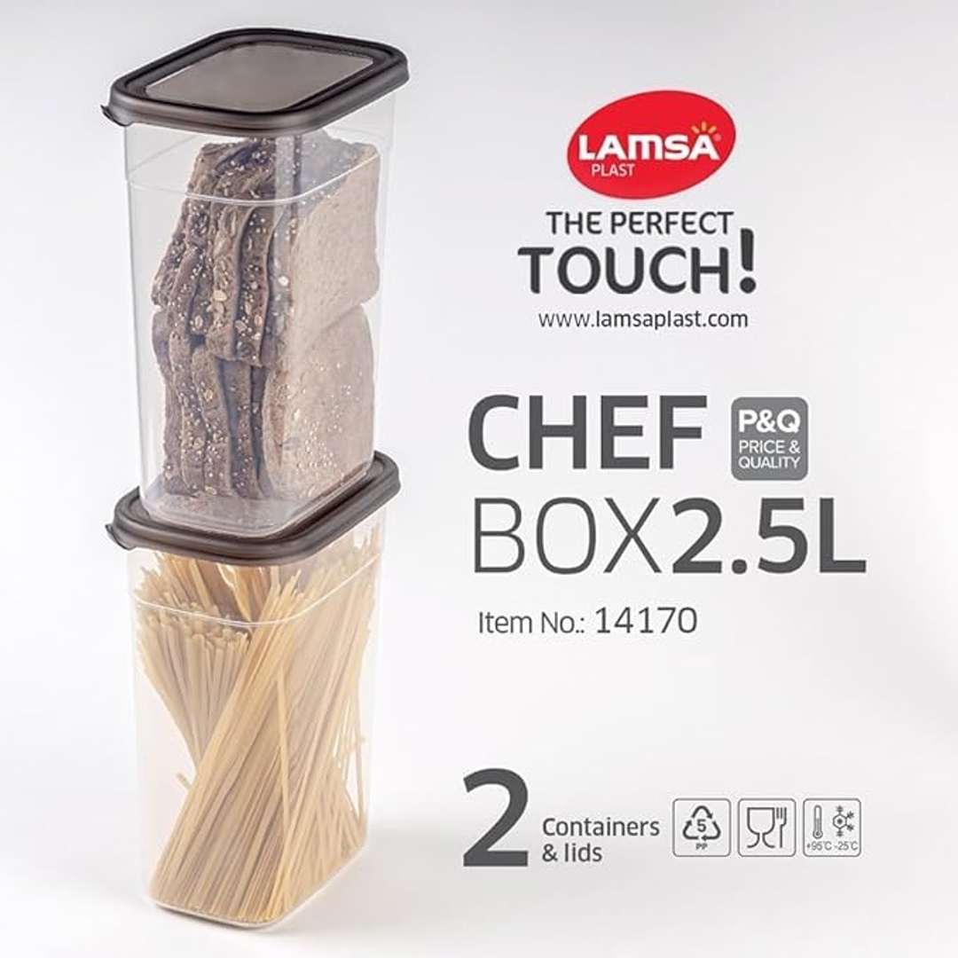 طقم علب حفظ الطعام بلاستيك 2 قطعة سعة 2.5 لتر – متعدد الألوان