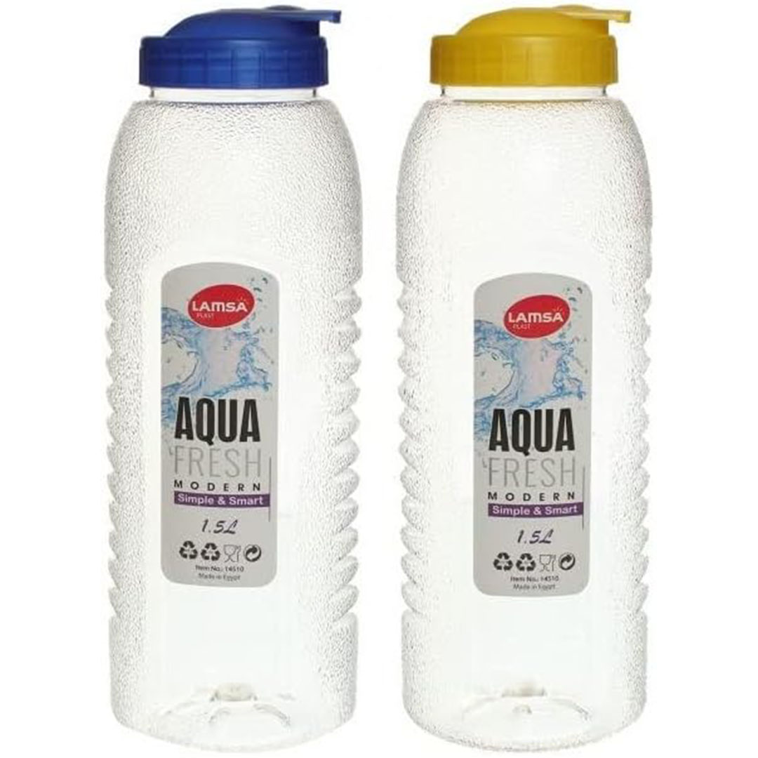زجاجة مياه بلاستيك اكوا فريش من لمسة بلاست - قطعتين - 1.5 لتر
