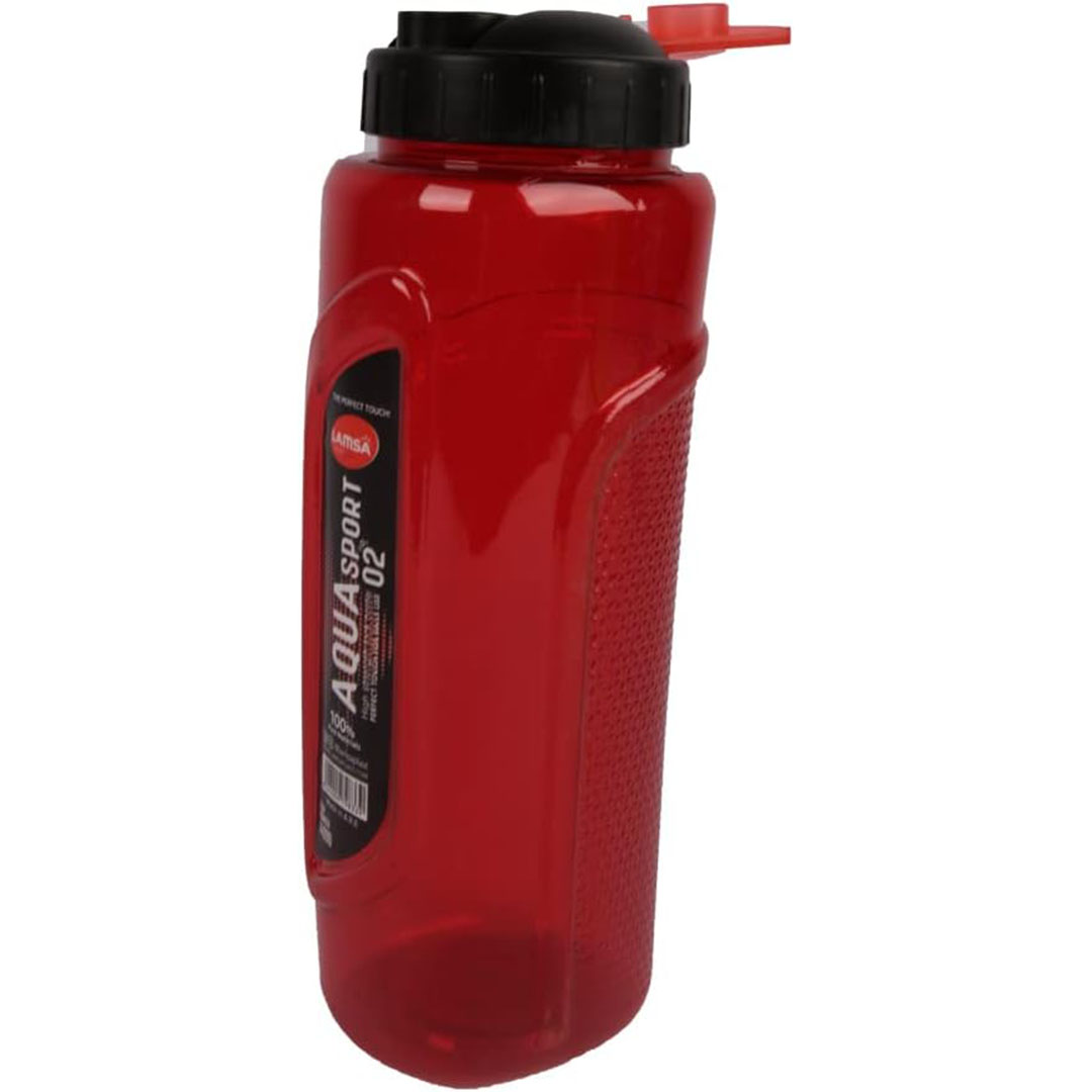 زجاجة مياه رياضية بلاستيك من لمسة بلاست - أحمر - 1 لتر