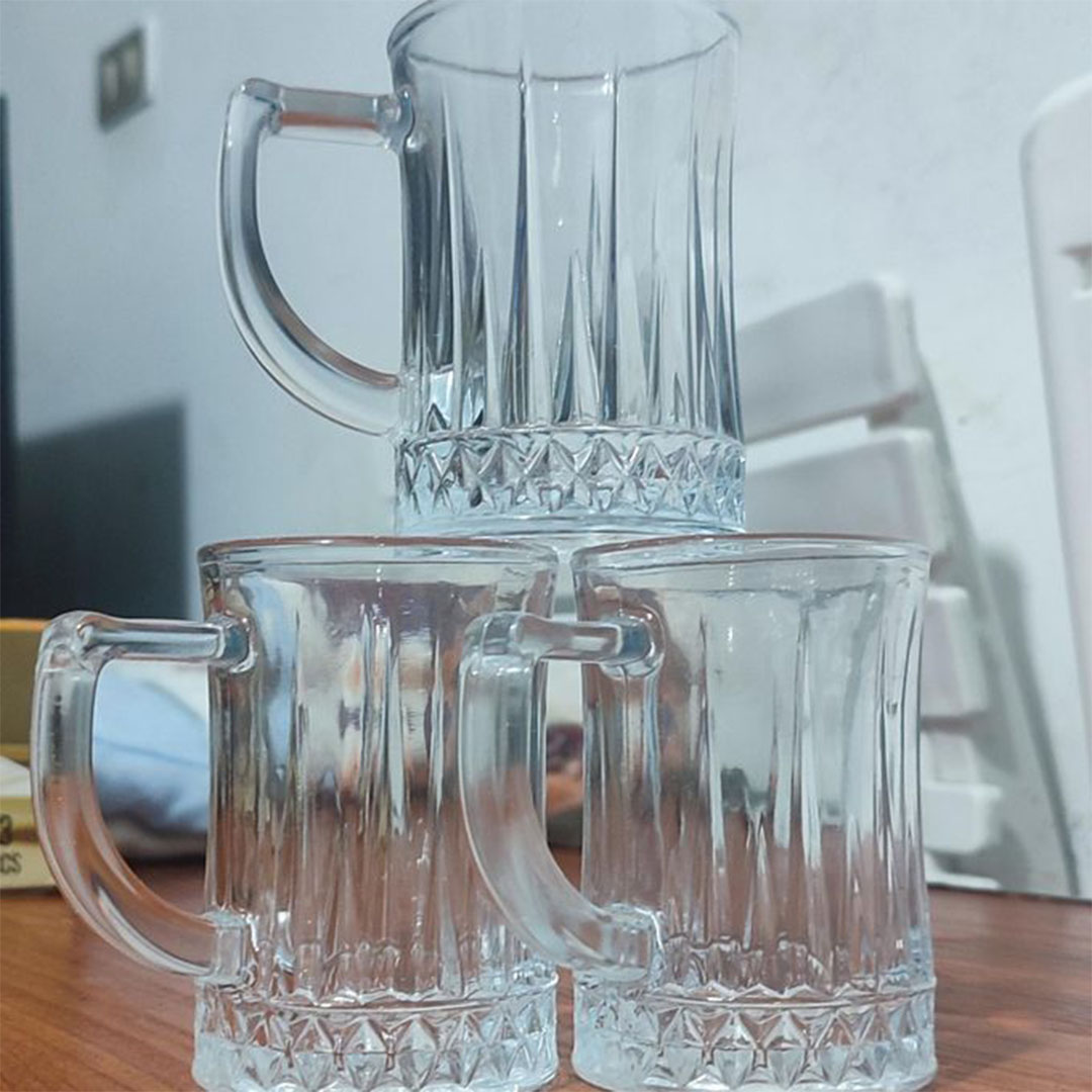 طقم أكواب شاي زجاجية فقاعية - 3 قطع