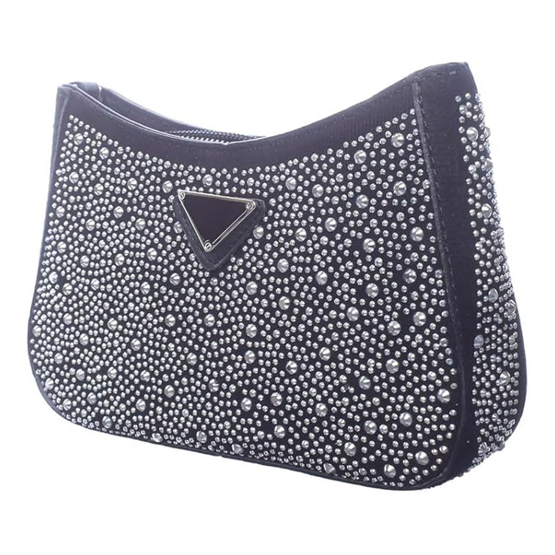 شنطة كروس شمواه للنساء ستراس - أسود/فضي - 9-2