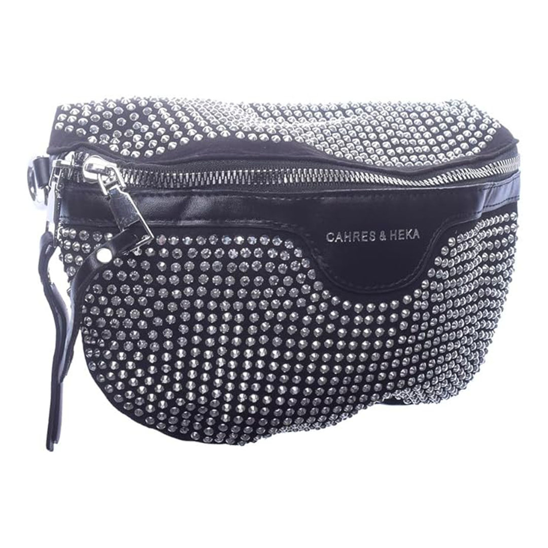 شنطة كروس شمواه للنساء ستراس - أسود/فضي - 6812-1