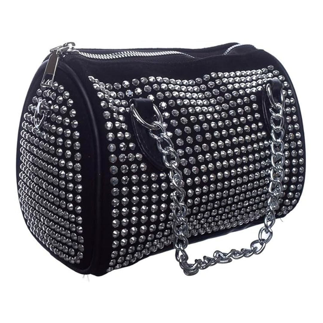شنطة يد شمواه حريمي ستراس - أسود/فضي - RM 115