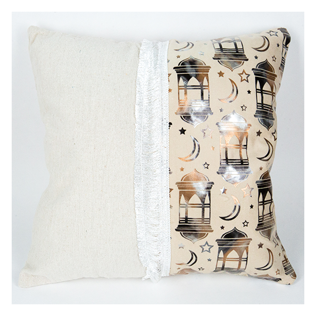كيس مخدة قماش شكل فانوس - 2 قطعة - بيج