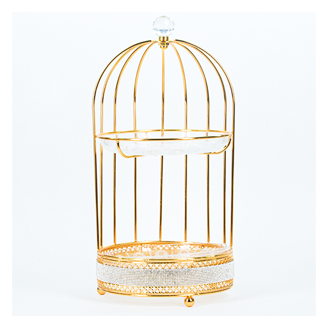 حامل كيك وفواكه رمضاني 2 طبق - ذهبي