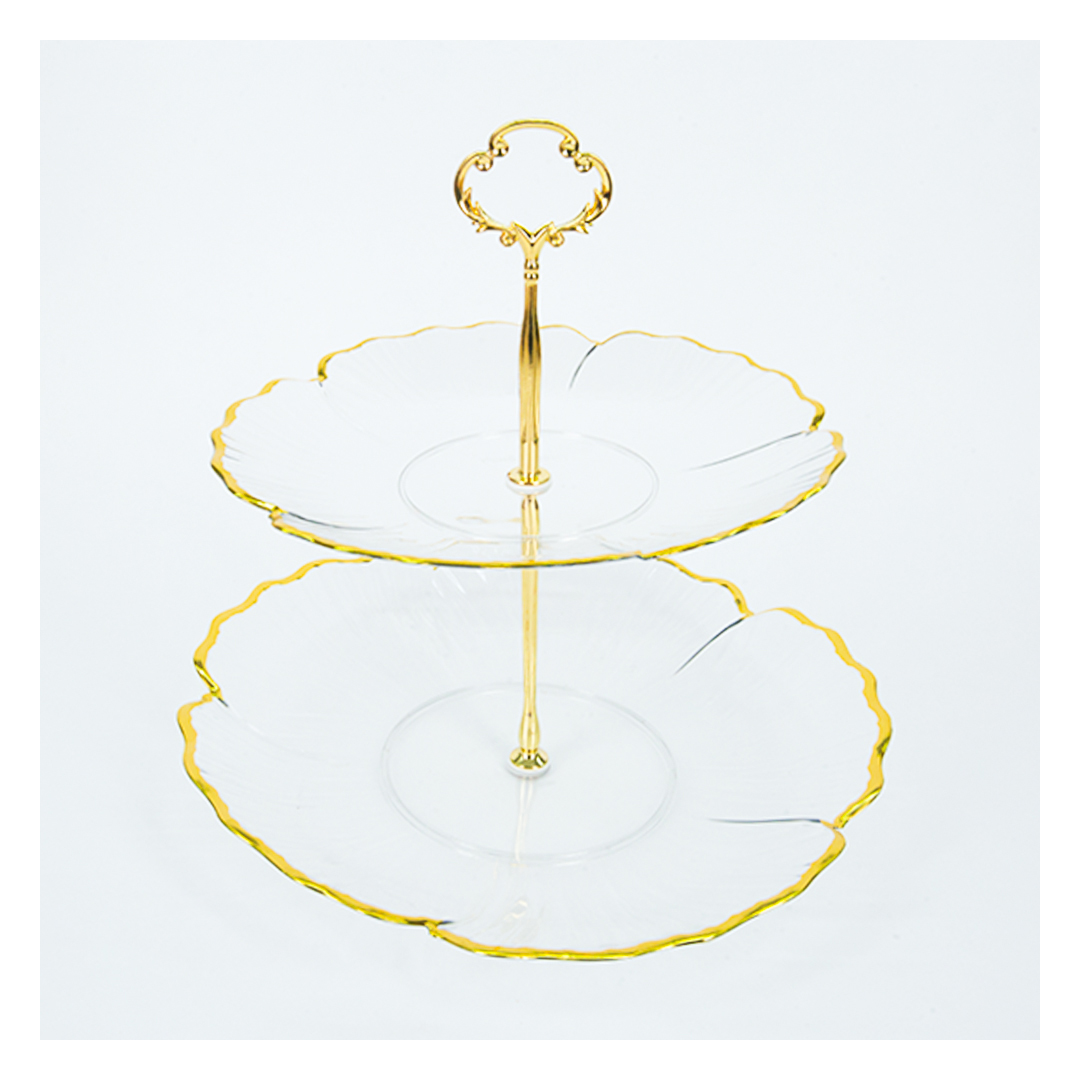 شيالة كحك وبسكوت اكريليك - 2 دور - أبيض/ذهبي